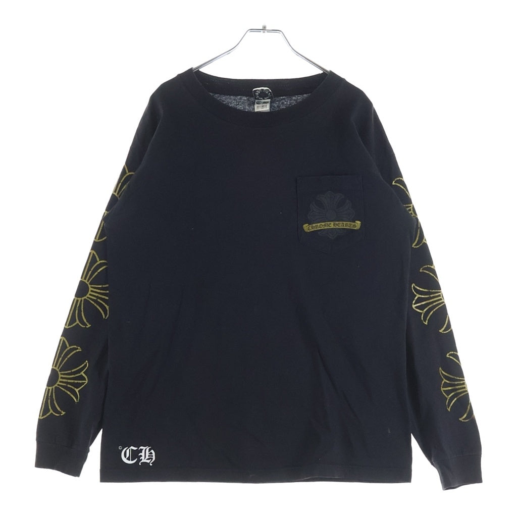 CHROME HEARTS(クロムハーツ) OLD CHプラスプリント ホースシュー クルーネック長袖Tシャツカットソー ブラック