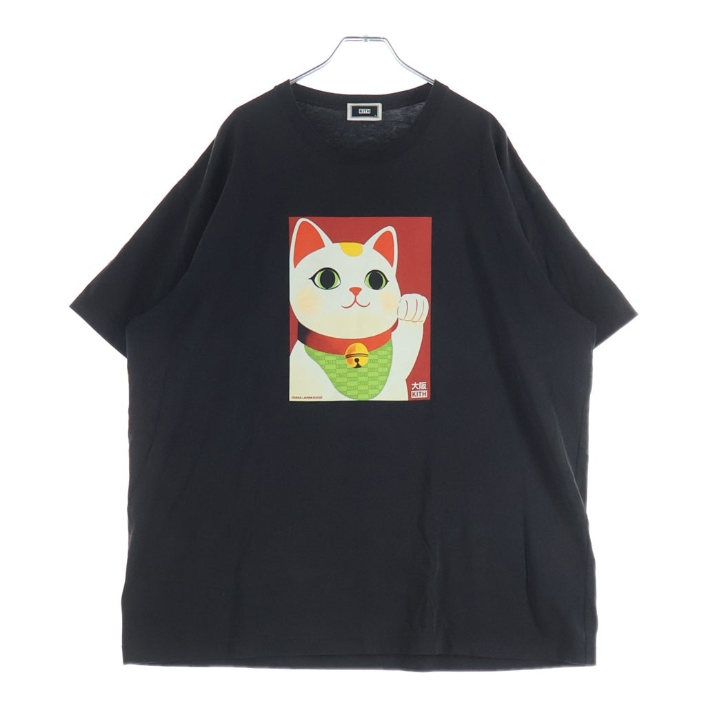 KITH(キス) 大阪限定 招き猫 ロゴプリント 半袖 カットソー Tシャツ ブラック