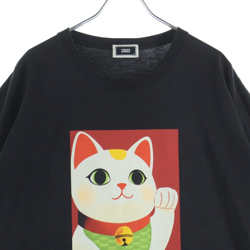 KITH(キス) 大阪限定 招き猫 ロゴプリント 半袖 カットソー Tシャツ ブラック
