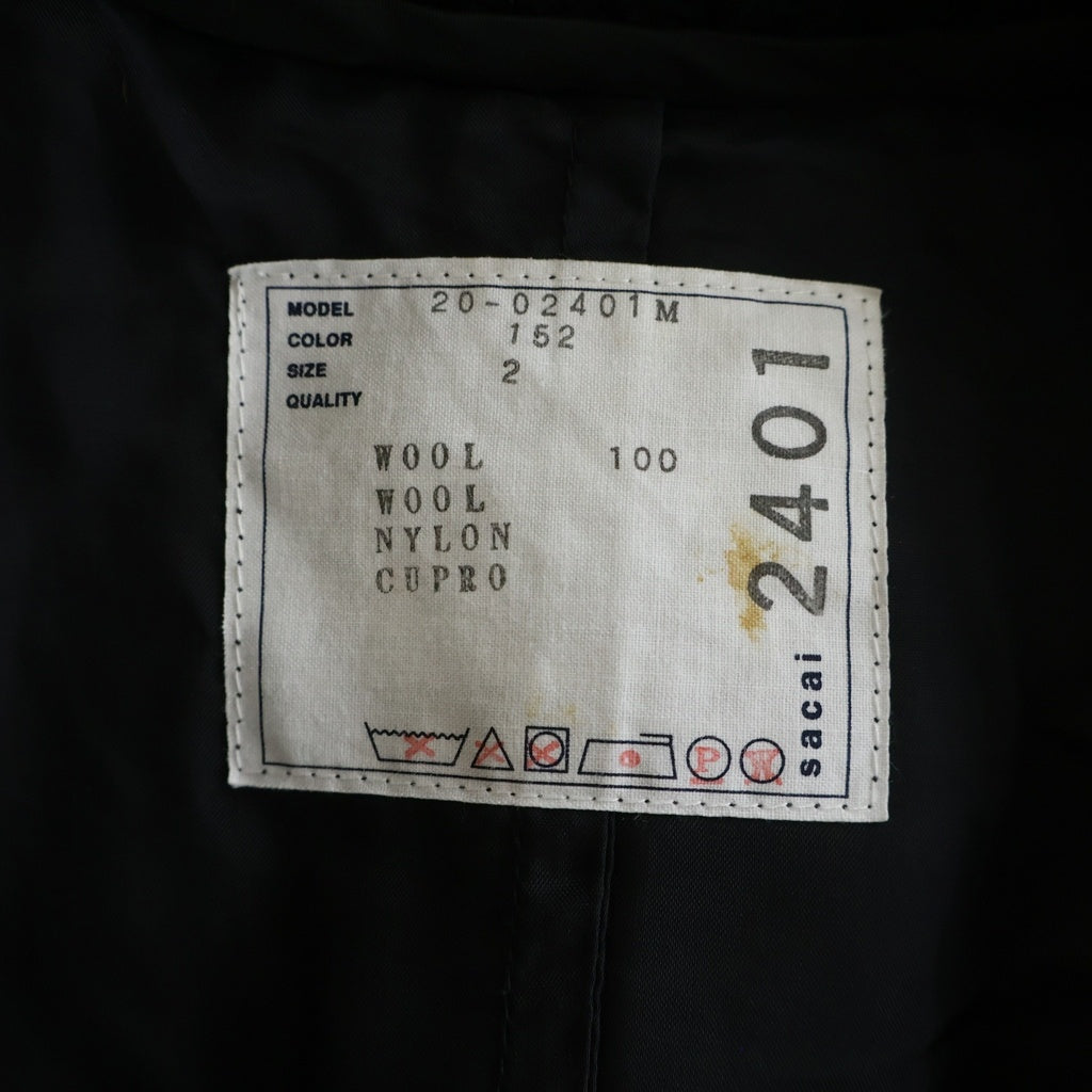 Sacai(サカイ) 20AW ノルディック フリンジ ジップアップ ニット ジャケット ブラック レディース 20‐02401M