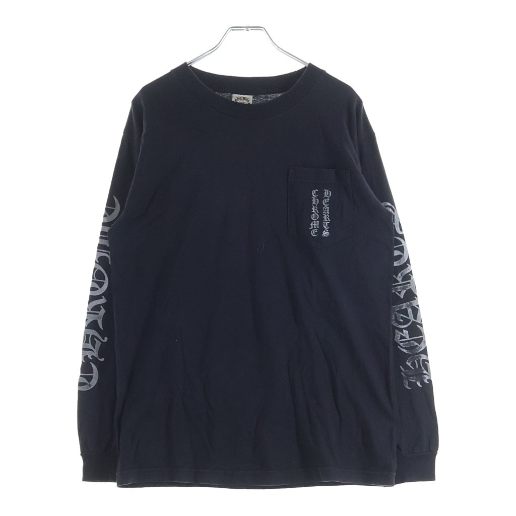 CHROME HEARTS(クロムハーツ) OLD CH L S 1 スクロールラベルプリントロングスリーブTシャツ クルーネック長袖Tシャツ カットソー ブラック