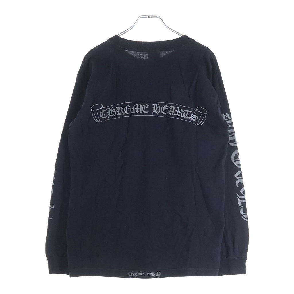 CHROME HEARTS(クロムハーツ) OLD CH L S 1 スクロールラベルプリントロングスリーブTシャツ クルーネック長袖Tシャツ カットソー ブラック