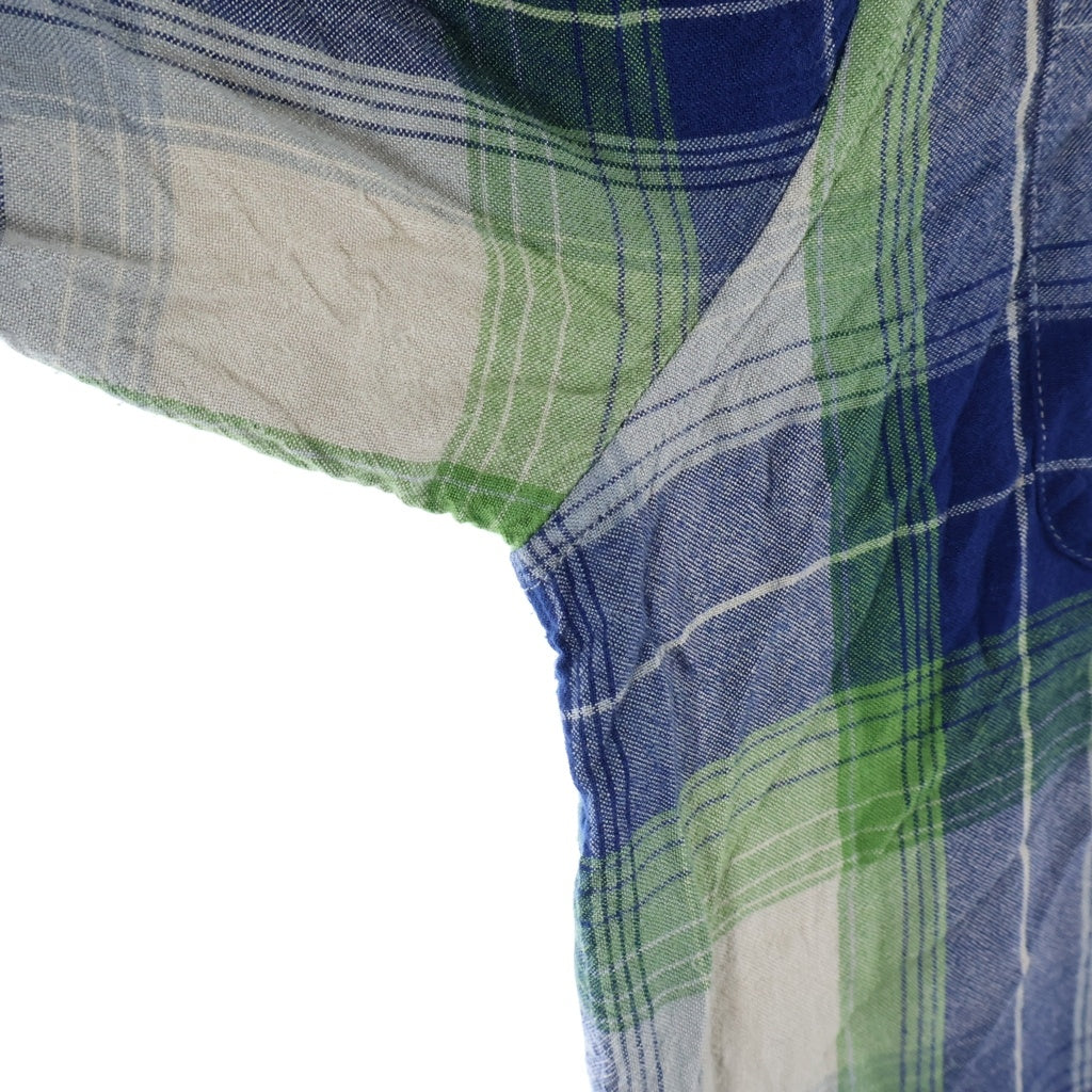 STUSSY(ステューシー) RAYON PLAID LS SHIRT レーヨン チェック オープンカラー 長袖 シャツ グリーン ‐