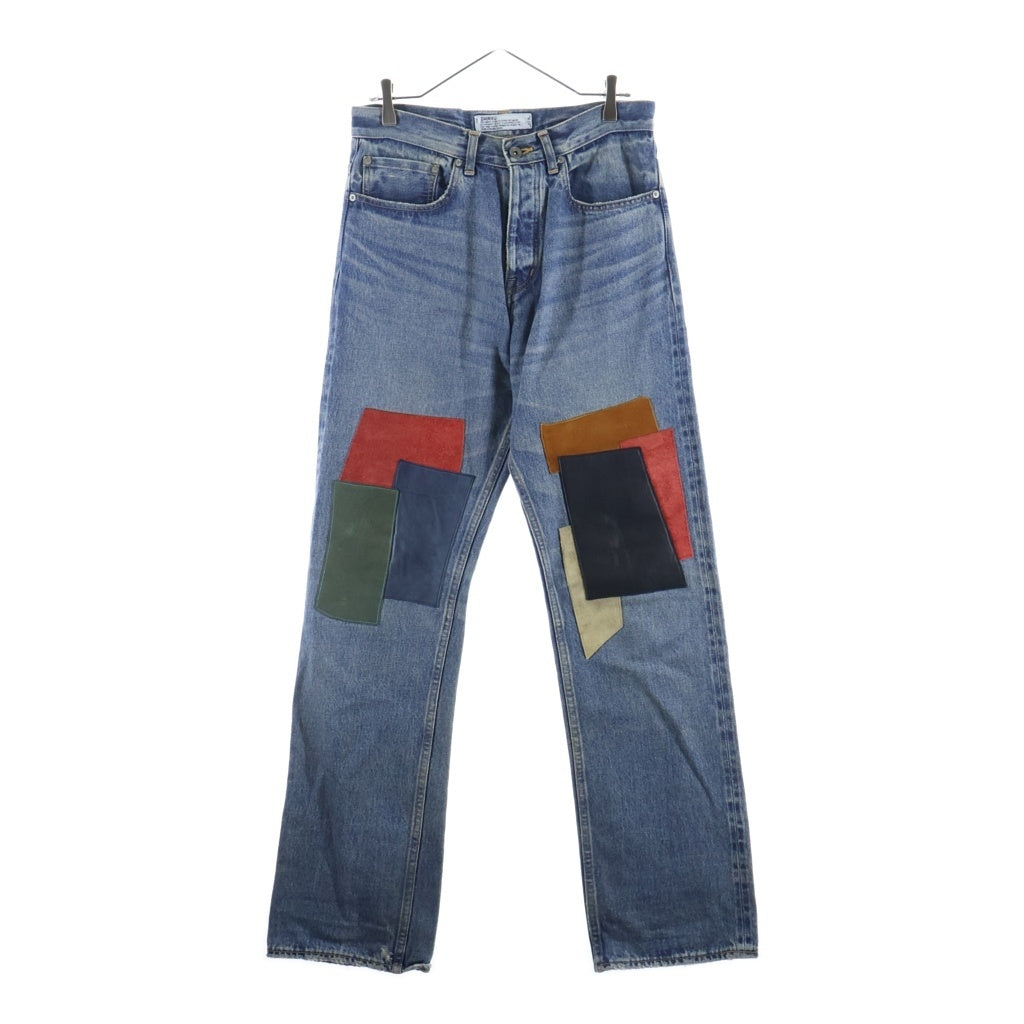 DAIRIKU(ダイリク) 21SS Leather Patch Work Slim Denim Pants レザーパッチワーク スリムデニムパンツ インディゴ 21SSB-6 21SSB-6