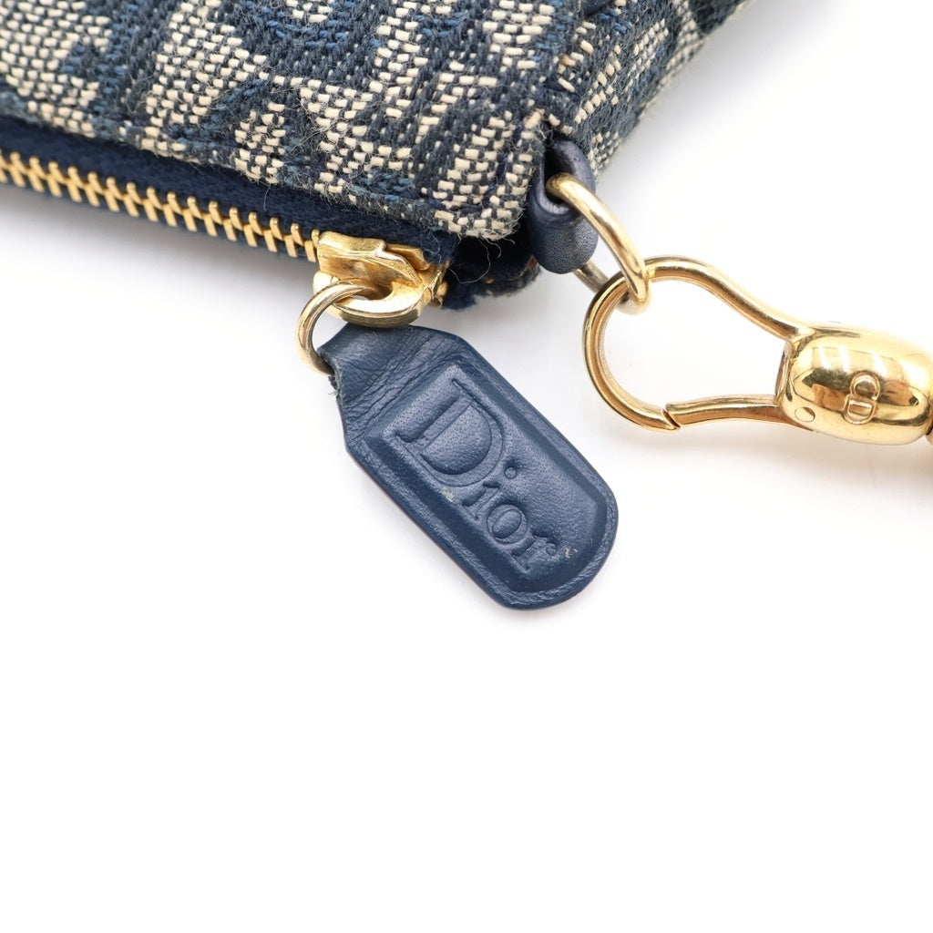 DIOR(ディオール) トロッター オブリーク キャンバス サドル ハンド バッグ ネイビー ‐ レディース