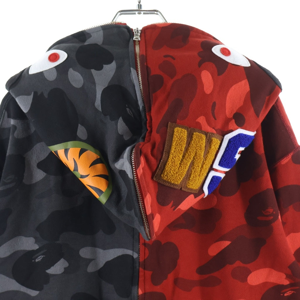 A BATHING APE(アベイシングエイプ) Camo Shark Full Zip Hoodie カモ シャーク フルジップ フーディ パーカー ブラック/レッド 001ZPK801001M 001ZPK801001M
