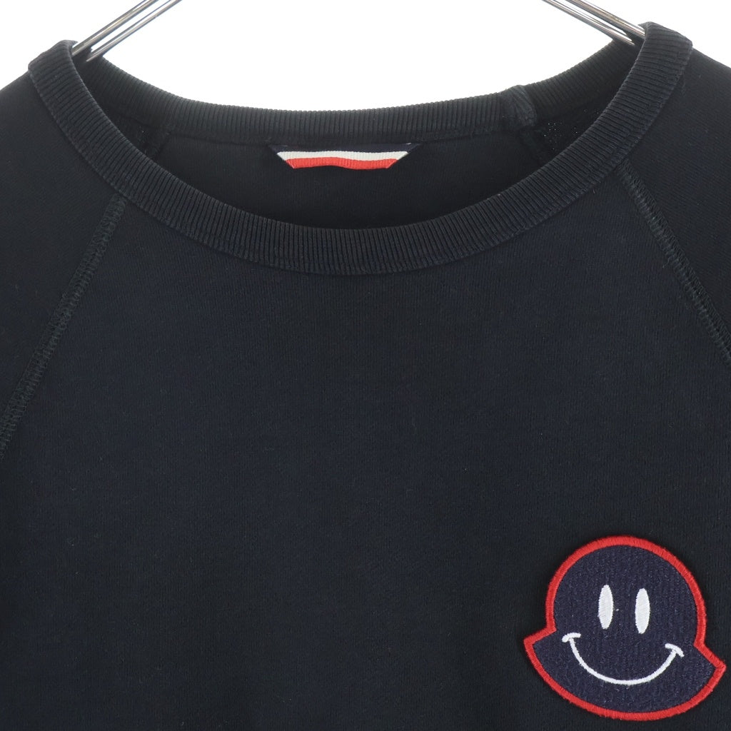 MONCLER(モンクレール) 17AW MAGLIA GIROCOLLO スマイル ワッペンロゴ スウェット トレーナー ブラック C20918037400 80984 C20918037400 80984