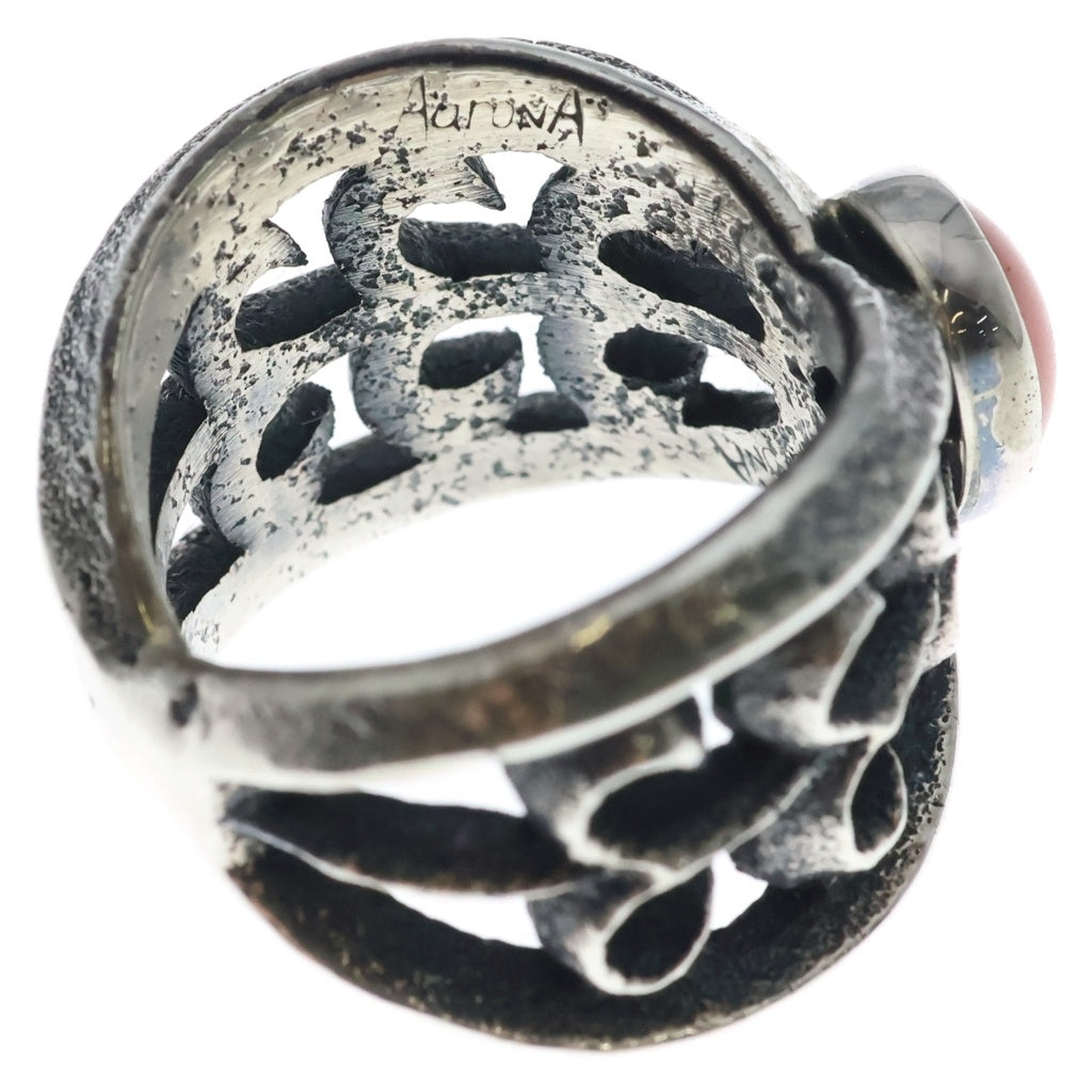 INDIAN JEWELRY(インディアンジュエリー) NAVAJO Aaron Anderson ナバホ族 アーロンアンダーソン イタリアンコーラル トゥーファキャストリング シルバー/オレンジ