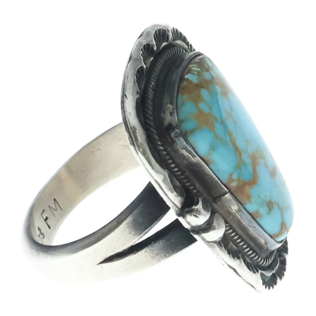 INDIAN JEWELRY(インディアンジュエリー) NAVAJO Fred Maloney ナバホ族 フレディマロニー ナンバーエイトターコイズ リング シルバー/ブルー