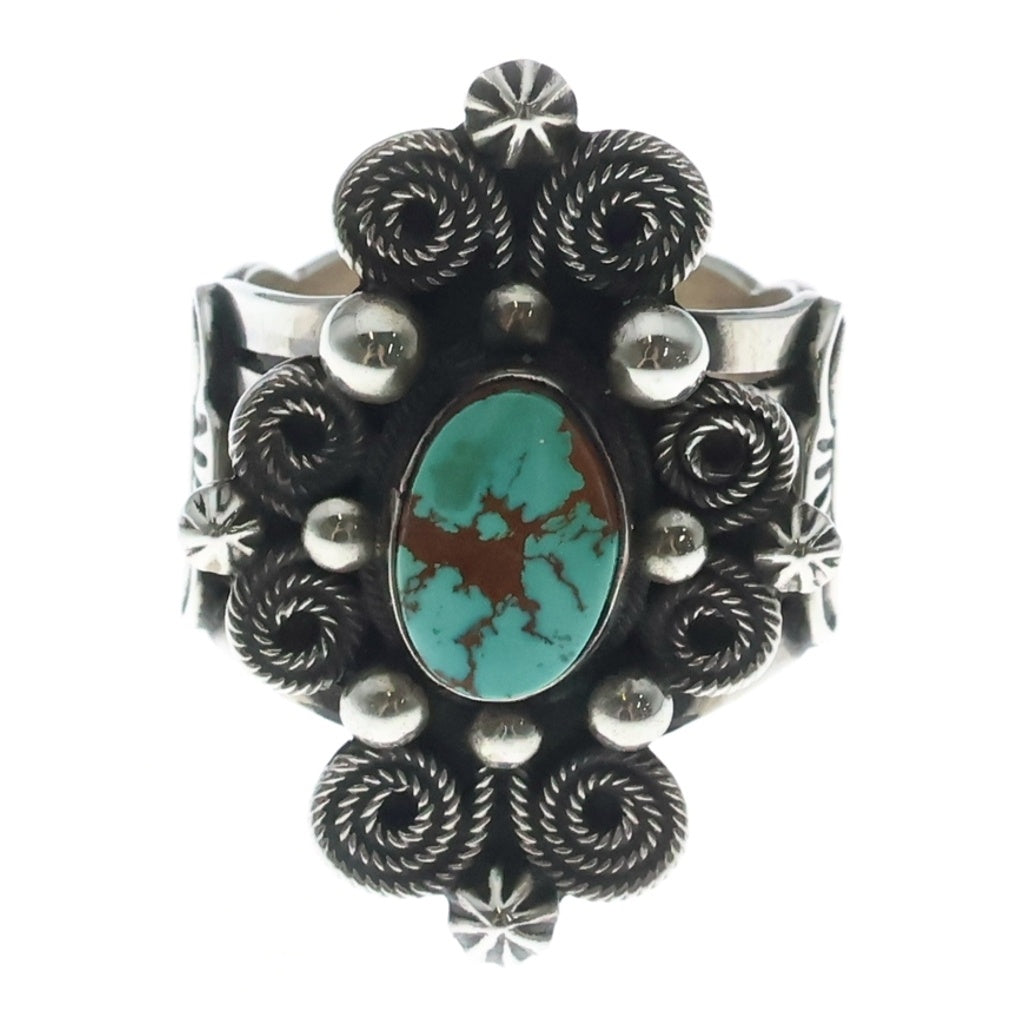 INDIAN JEWELRY(インディアンジュエリー) NAVAJO Darrell Cadman ナバホ族 ダレルキャドマン ロイストンターコイズ リング シルバー/ブルー