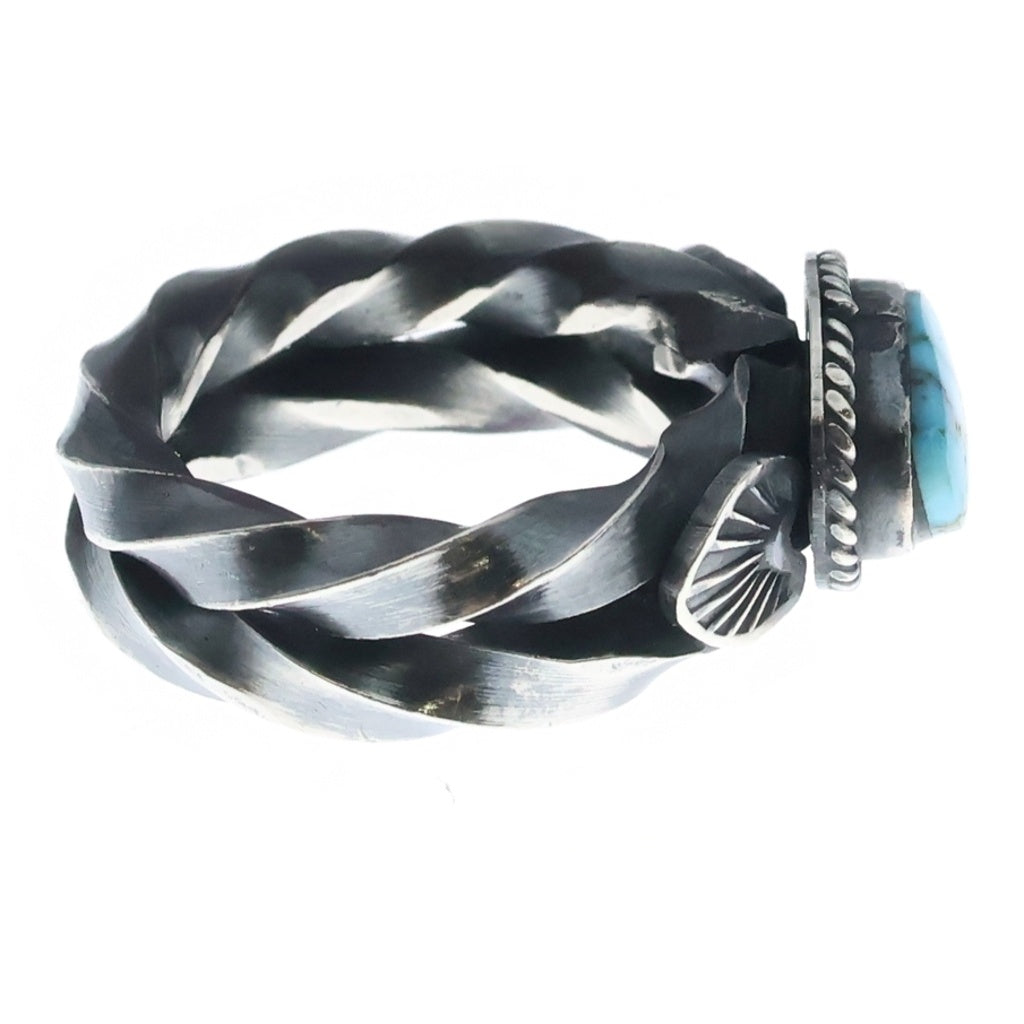 INDIAN JEWELRY(インディアンジュエリー) NAVAJO Andy Cadman ナバホ族 アンディキャドマン キングマンターコイズ リング シルバー/ブルー
