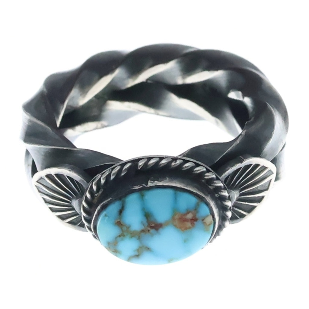 INDIAN JEWELRY(インディアンジュエリー) NAVAJO Andy Cadman ナバホ族 アンディキャドマン キングマンターコイズ リング シルバー/ブルー