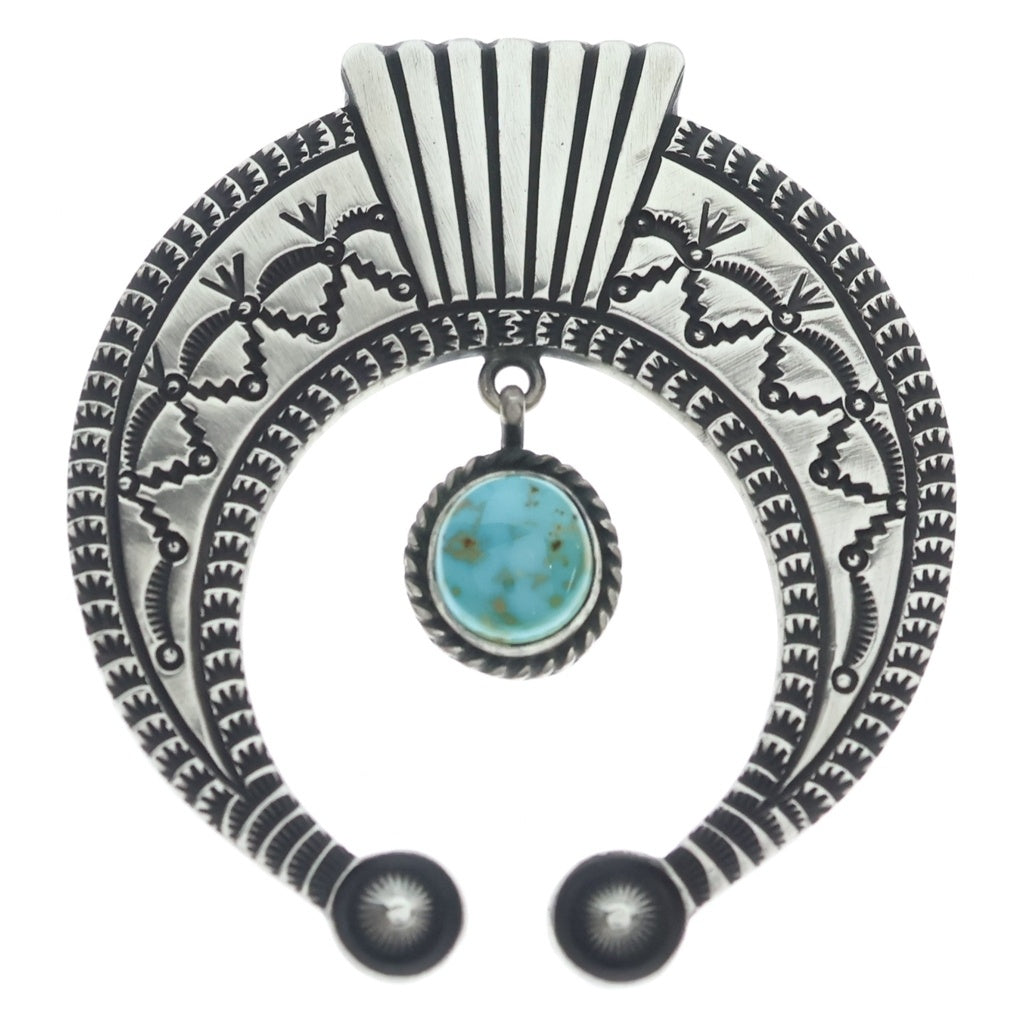 INDIAN JEWELRY(インディアンジュエリー) NAVAJO Herman Smith ナバホ族 ハーマンスミス スタンプワークビッグナジャペンダントトップ シルバー/ブルー