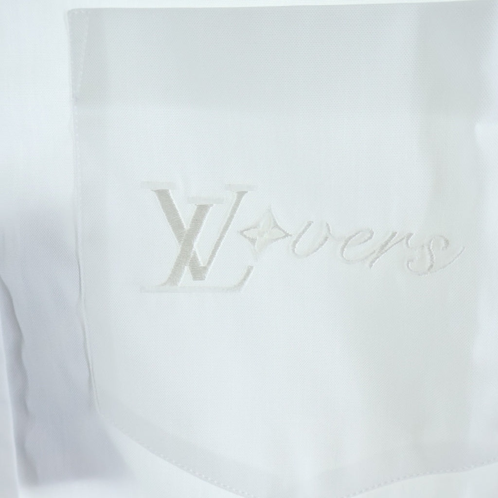 LOUIS VUITTON(ルイヴィトン) LVロゴ刺繍 ボタンアップ 長袖シャツ ホワイト RM242MM JXU HRS34W