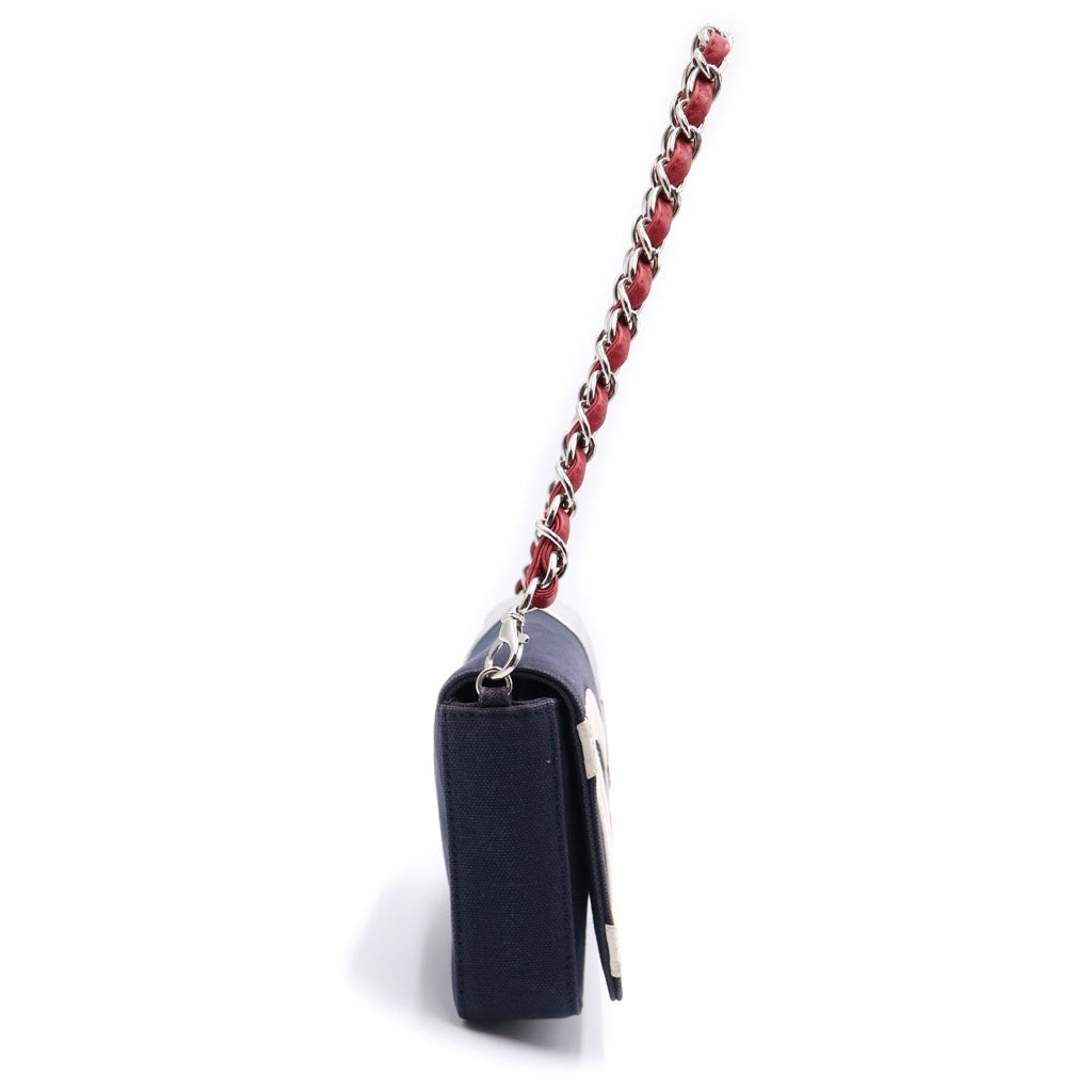 CHANEL(シャネル) ナンバー5 チョコバー ココマーク チェーン ショルダー バッグ ネイビー/シルバー レディース