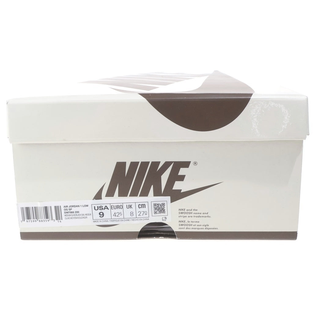 NIKE(ナイキ) ×TRAVIS SCOTT AIR JORDAN 1 LOW OG SP REVERSE OLIVE トラヴィススコット エアジョーダン1 リバース オリーブ ローカットスニーカー カーキ US9/27.0cm DM7866-200