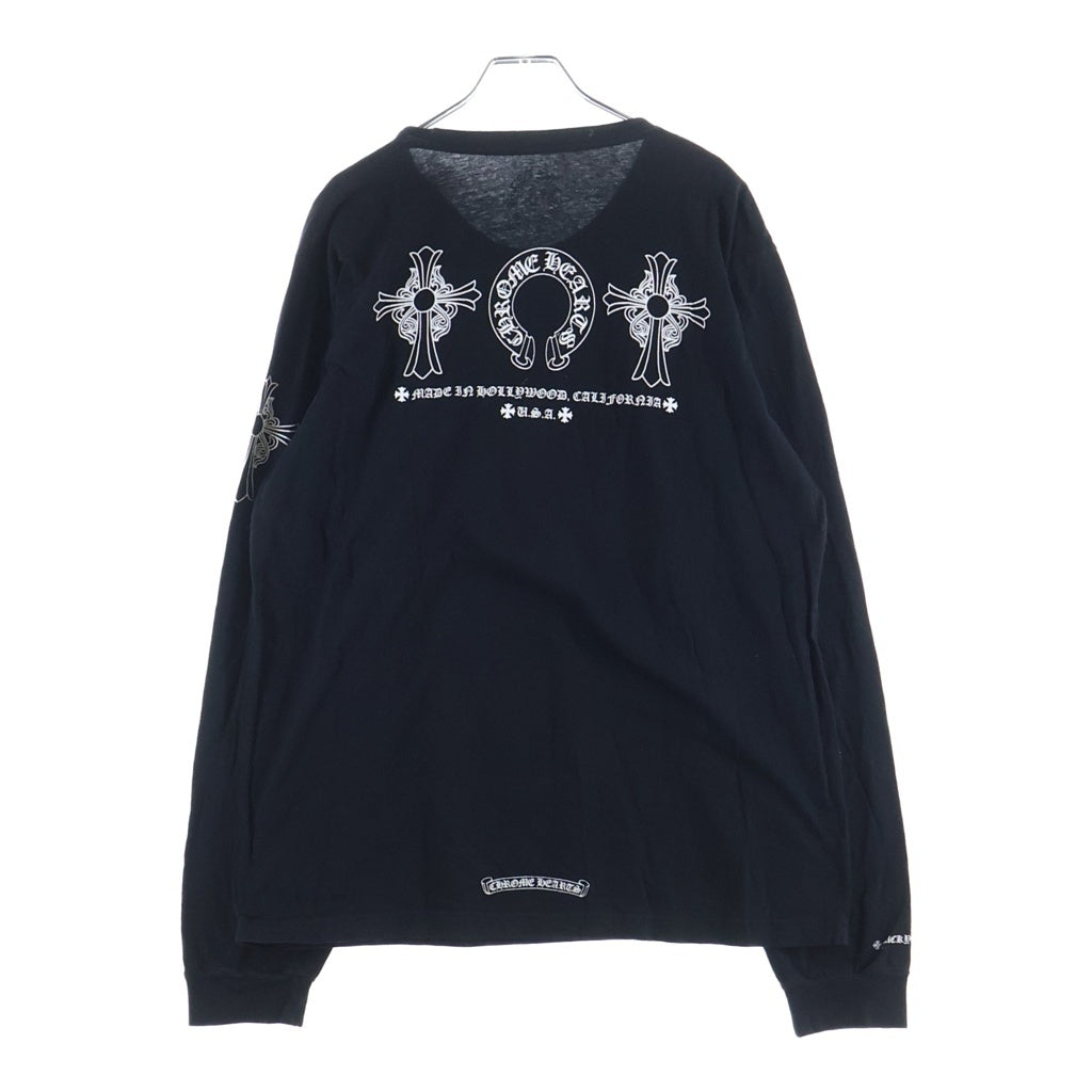 CHROME HEARTS(クロムハーツ) Made in Hollywood Multi Logo L/S Tee CHクロス プリント ロングスリーブ 長袖Tシャツ ブラック ‐