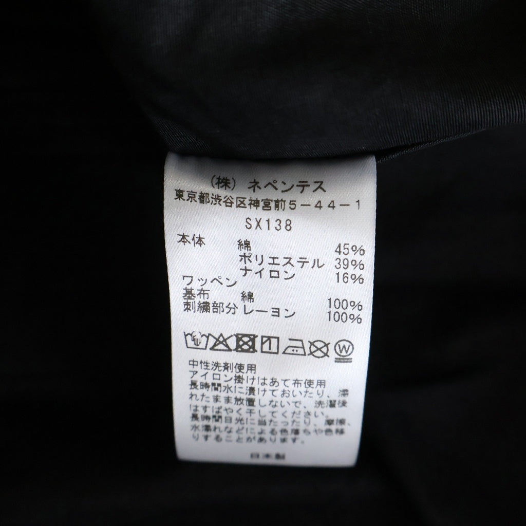 Needles(ニードルス) 26SS Shooting Jacket Waxed Cloth ワックス加工 マルチワッペン ノーカラー シューティングジャケット ブラック SX138