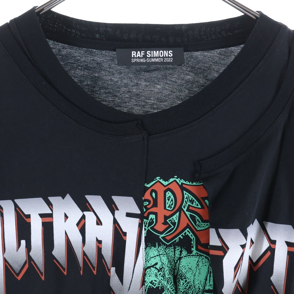 RAF SIMONS(ラフシモンズ) 22SS Small fit doubled T-shirt 再構築 レイヤード 半袖Tシャツ カットソー ブラック 221-141A