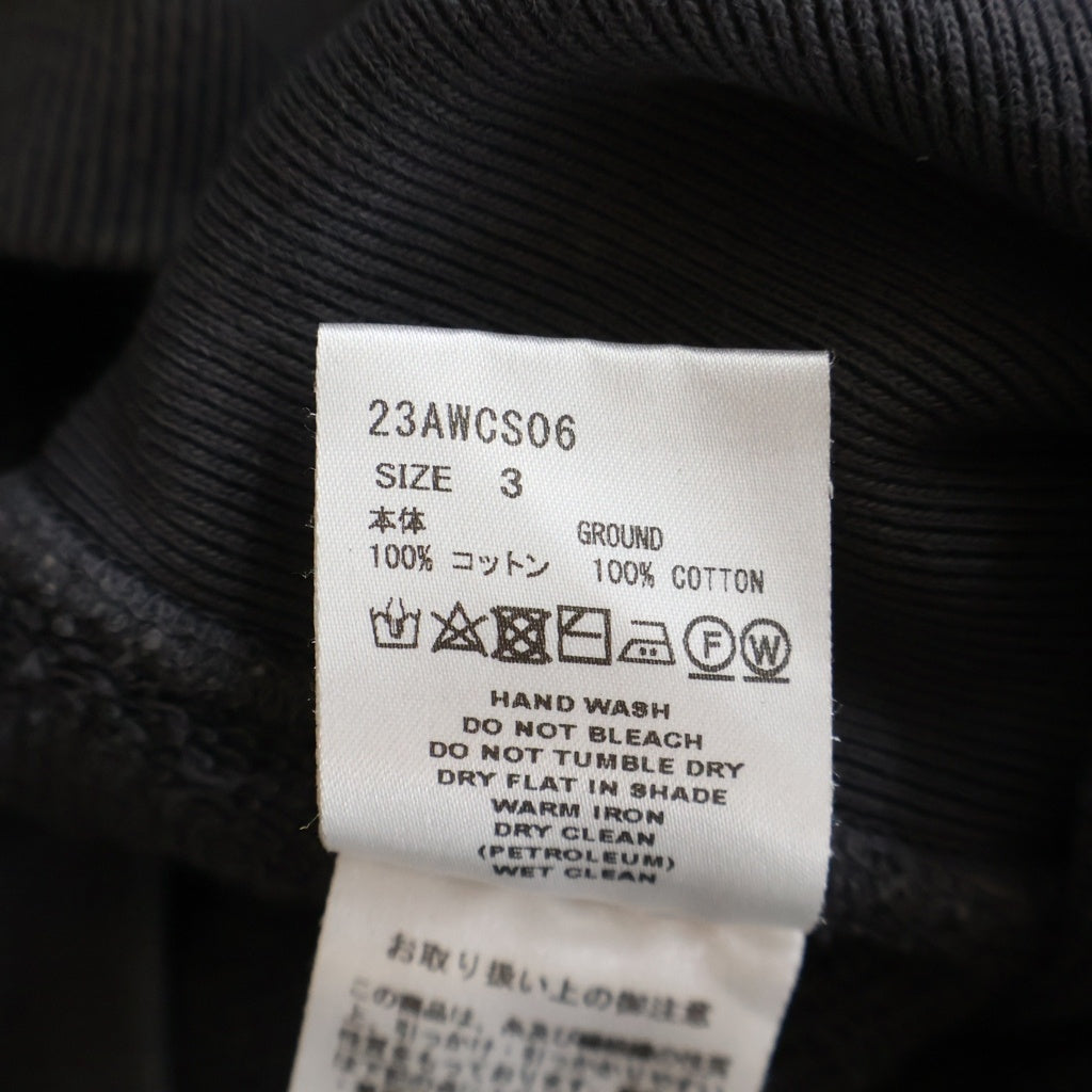 SUGARHILL(シュガーヒル) 23AW AGED HALF ZIP-UP HOODIE エイジング加工 ハーフジップ フーデット スウェットシャツ パーカー ブラック 23AWCS06