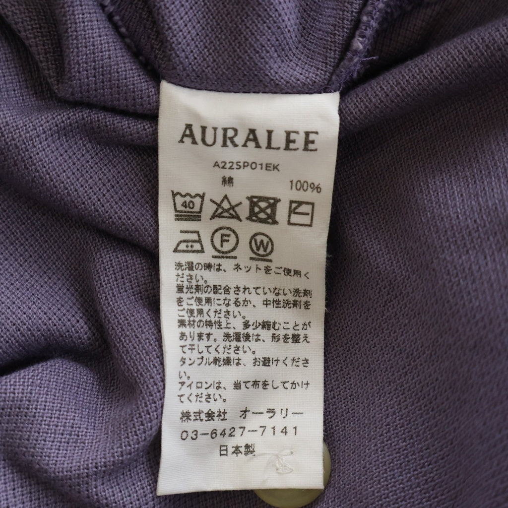 AURALEE(オーラリー) 23SS SUPER FINE COTTON SALT SHRINK PIQUE BIG POLO 半袖 ポロシャツ パープル A22SP01EK