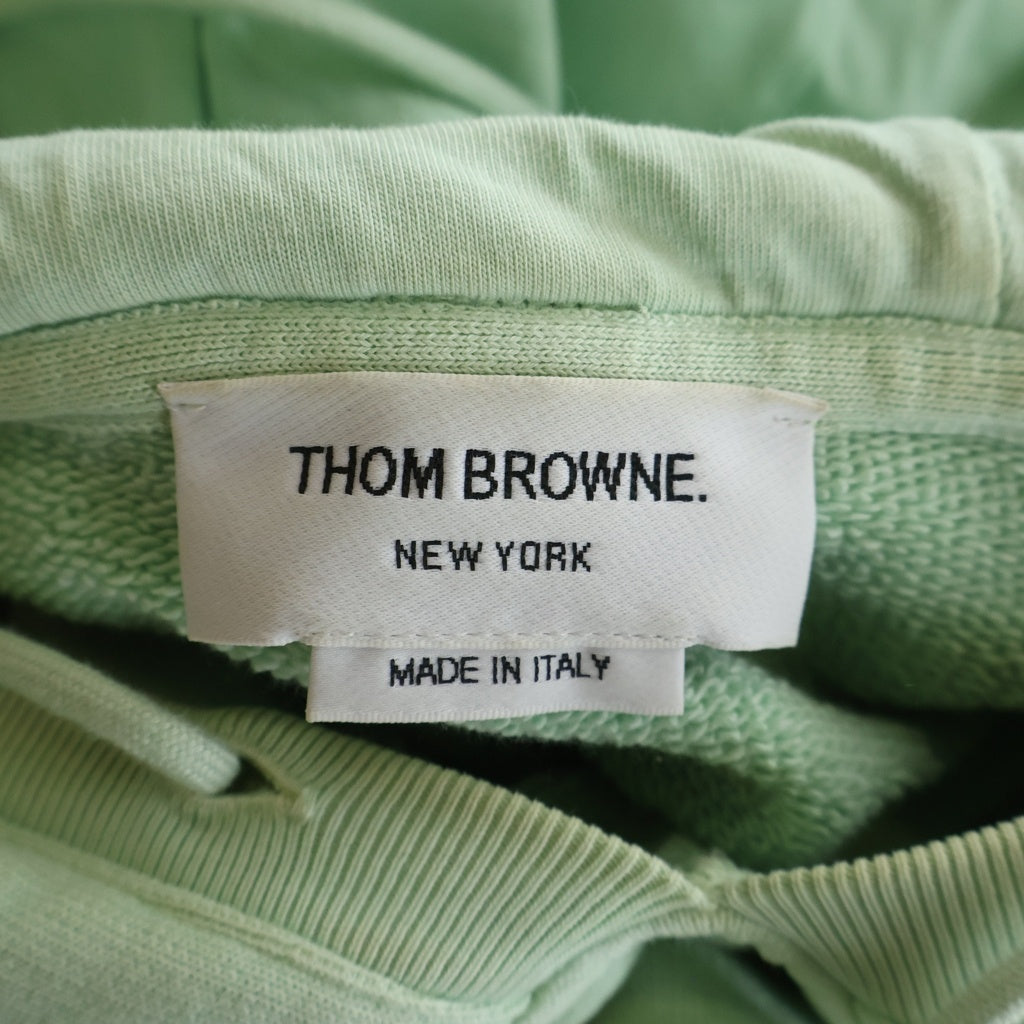 THOM BROWNE(トムブラウン) コットン バックトリコロールタグ プルオーバー パーカー フーディー グリーン MJT272B