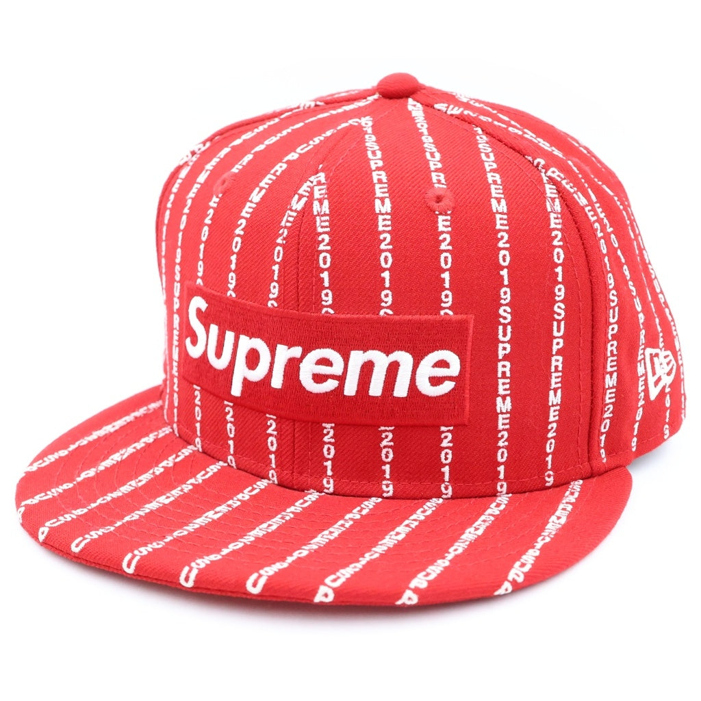 SUPREME(シュプリーム) 19SS × New Era Text Stripe Box Logo Cap ベースボール キャップ レッド