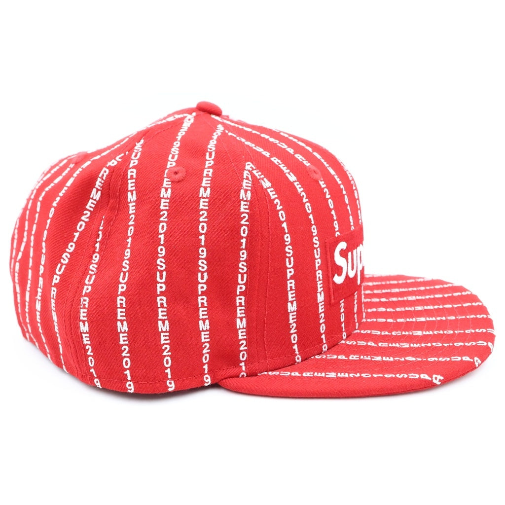 SUPREME(シュプリーム) 19SS × New Era Text Stripe Box Logo Cap ベースボール キャップ レッド