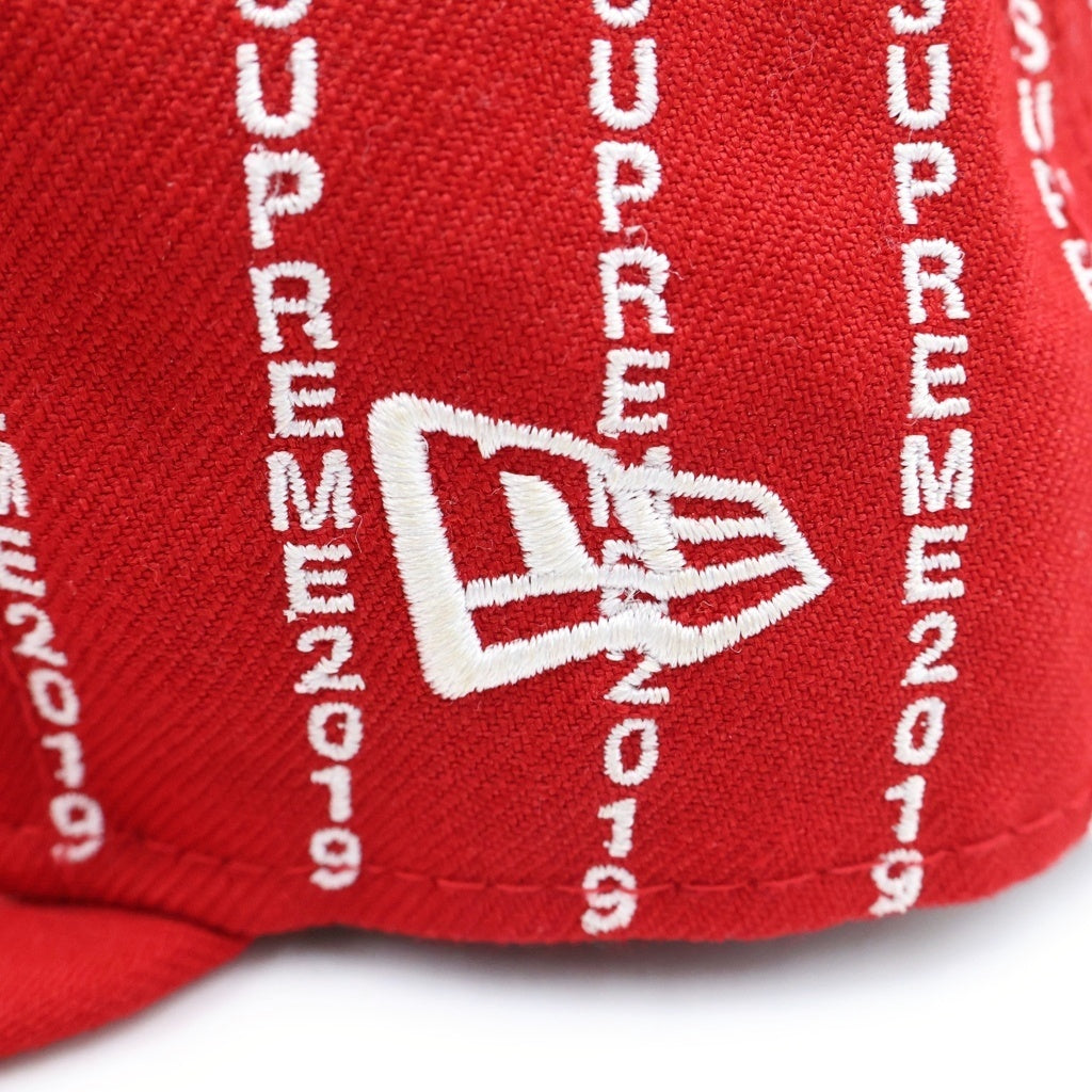 SUPREME(シュプリーム) 19SS × New Era Text Stripe Box Logo Cap ベースボール キャップ レッド