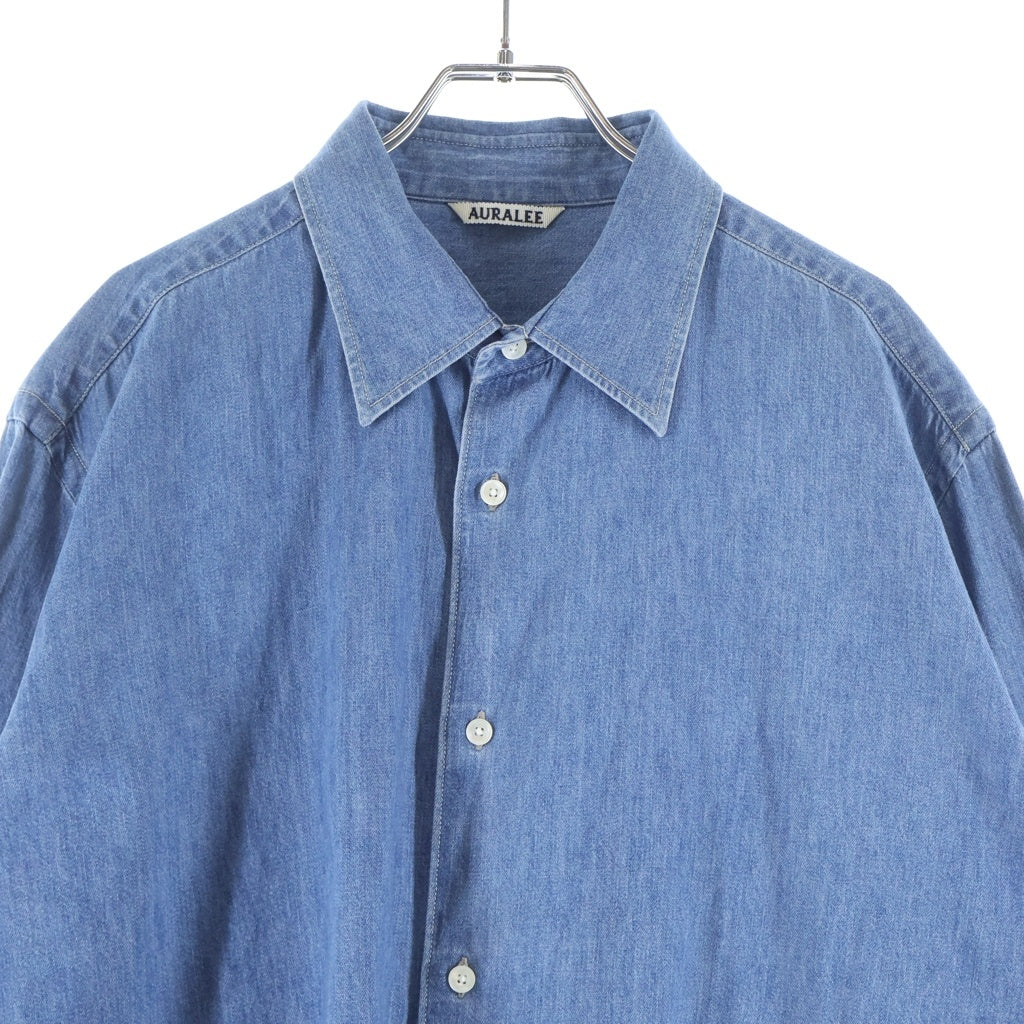 AURALEE(オーラリー) 24SS EDIFICE別注 SELVEDGE LIGHT DENIM SHIRTS デニム ロングスリーブ 長袖 シャツ インディゴ A24SS03GS