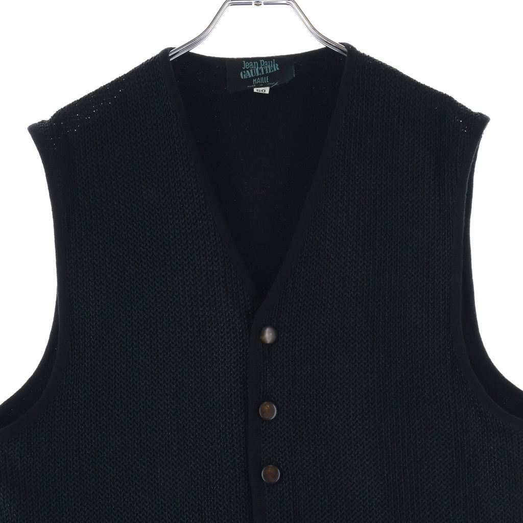 Jean Paul GAULTIER(ジャンポールゴルチエ) MAILLE Button-up knit vest マイユライン ボタンアップ ニットベスト ブラック