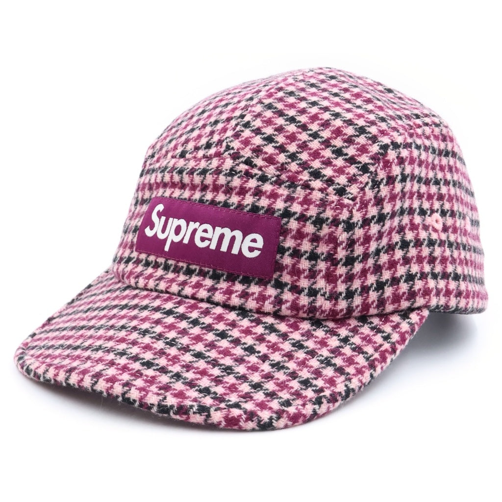 SUPREME(シュプリーム) 23AW Houndstooth Wool Camp Cap 千鳥格子 ボックスロゴ キャンプ キャップ マルチ