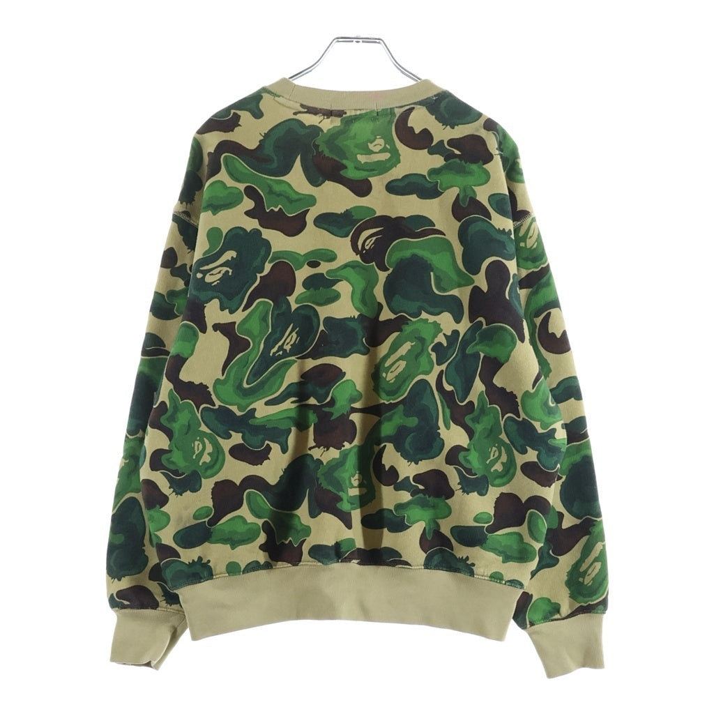 A BATHING APE(アベイシングエイプ) Art Camo Metal One Point Crewneck アートカモ柄 メタルワンポイント クルーネックスウェットシャツ トレーナー カーキ レディース 001SWJ8010541