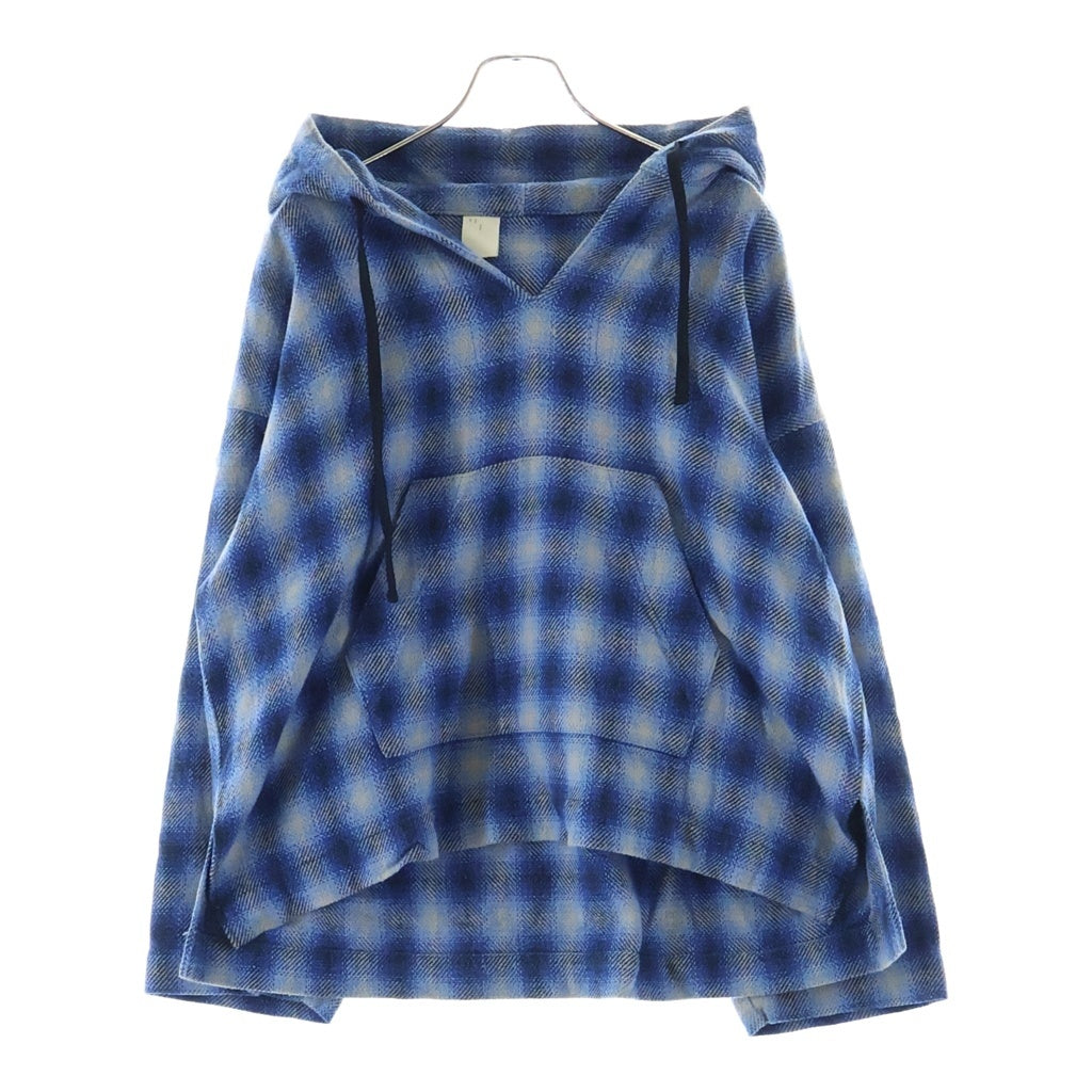 N.HOOLYWOOD(エヌハリウッド) LINE POCKET HOODIE オンブレチェック柄 メキシカンパーカー ブルー 191-SH13-050