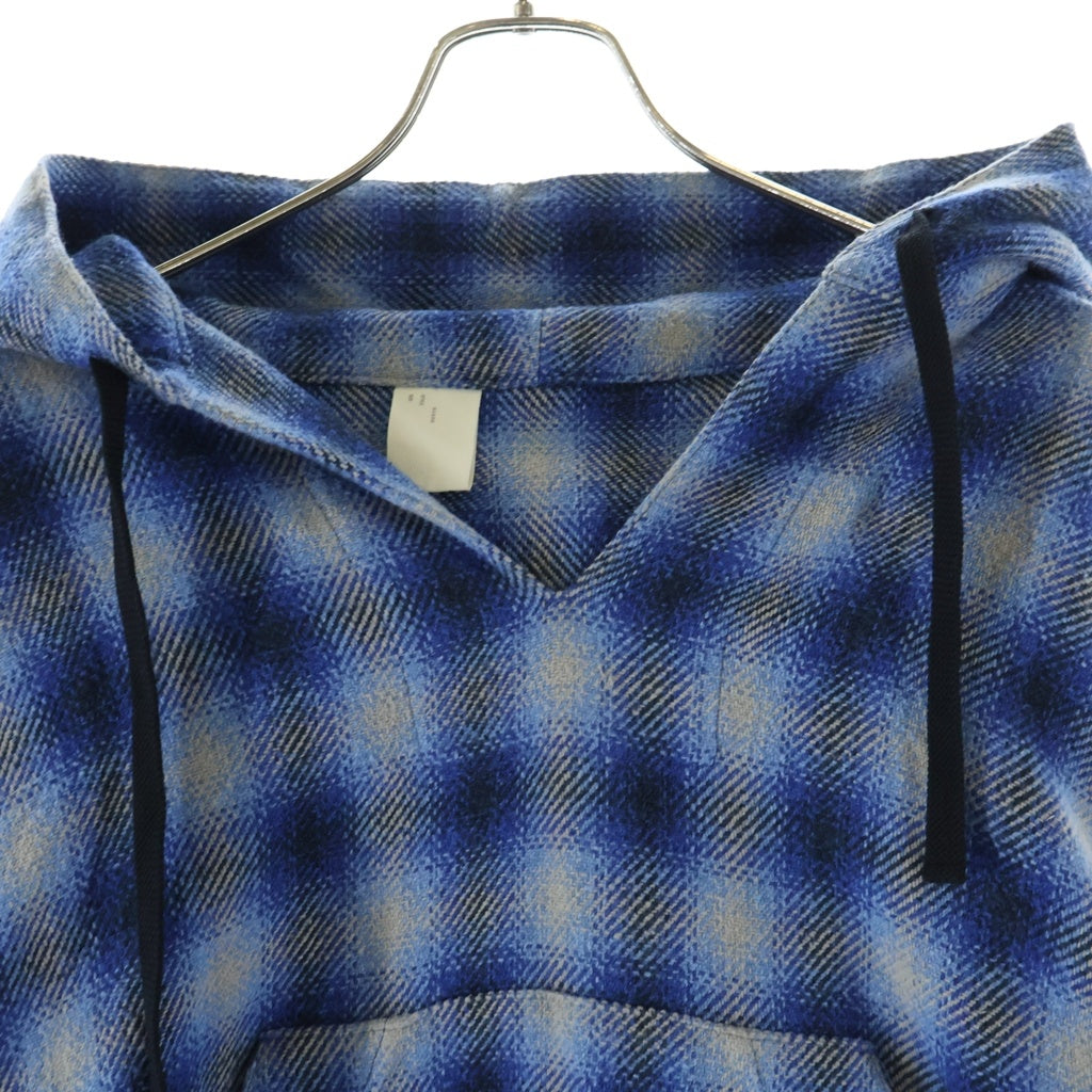 N.HOOLYWOOD(エヌハリウッド) LINE POCKET HOODIE オンブレチェック柄 メキシカンパーカー ブルー 191-SH13-050