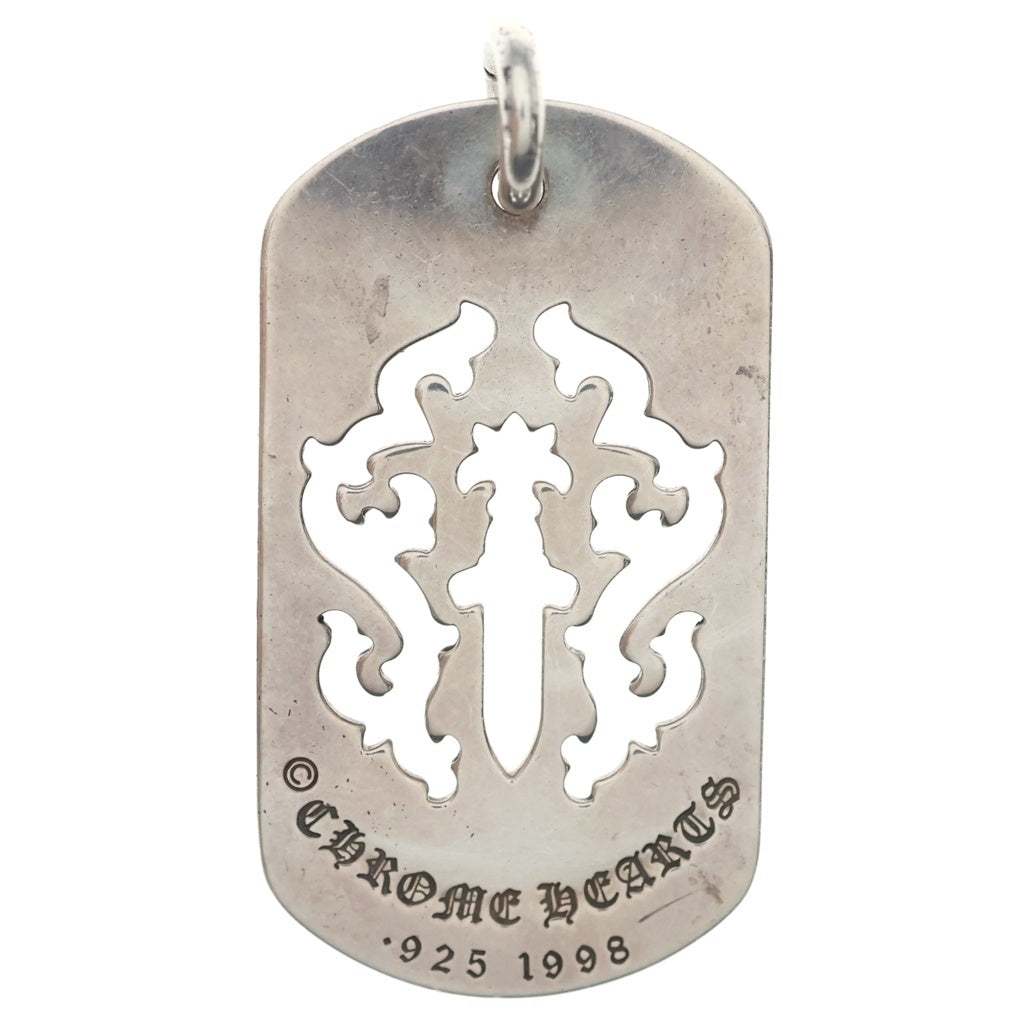 CHROME HEARTS(クロムハーツ) D TAG LRG DAGGER ヴァインダガーカットアウトドッグタグ ラージ ペンダントトップ シルバー BCA240 レディース