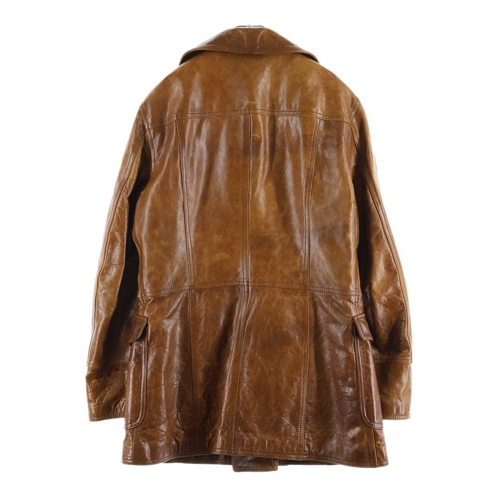 DOLCE & GABBANA(ドルチェアンドガッバーナ) レザー ロング Pコート ブラウン 75141