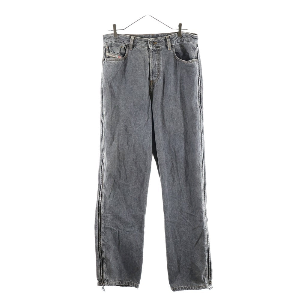 DIESEL(ディーゼル) 23SS Straight Jeans 1955 D-Rekiv サイドラインジップ ストレート デニム パンツ ブラック A05548