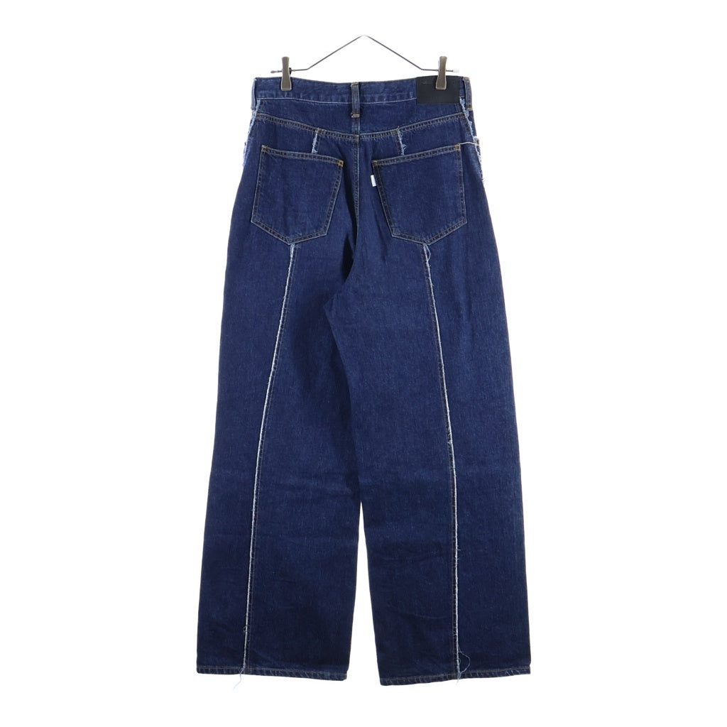 Jieda(ジエダ) EX.LOOSE FIT JEANS ステッチ デザイン ワイド デニムパンツ インディゴ