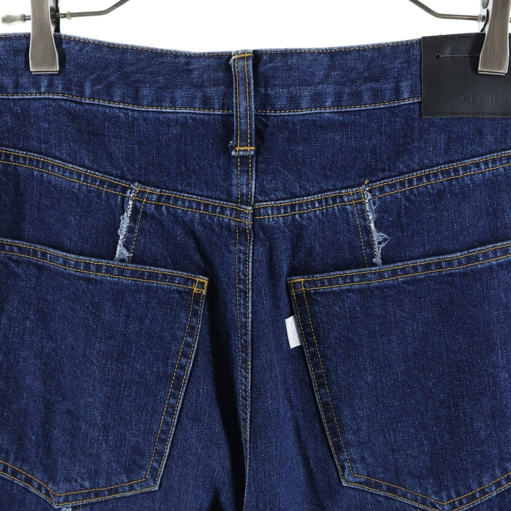 Jieda(ジエダ) EX.LOOSE FIT JEANS ステッチ デザイン ワイド デニムパンツ インディゴ