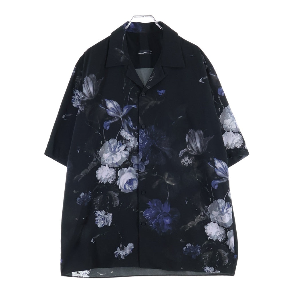 LAD MUSICIAN(ラッドミュージシャン) Oil Painting Flower Short Sleeve Open Collar Shirt オイル ペインティング フラワー ショート スリーブ オープン カラー 半袖シャツ ブラック 2324-126