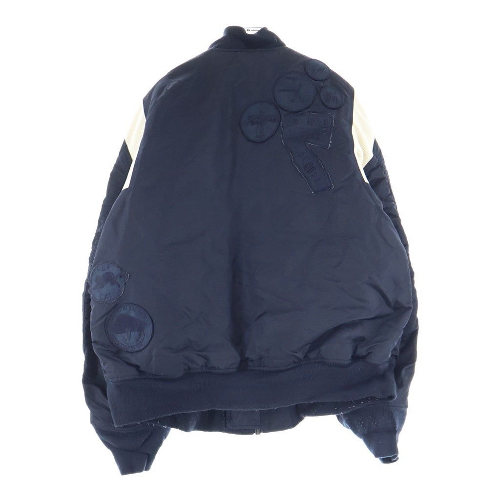 STUSSY(ステューシー) 00S ×ALPHA 25周年記念 MA-1 リブ切り替え ワッペン ミリタリー ジャケット ブラック