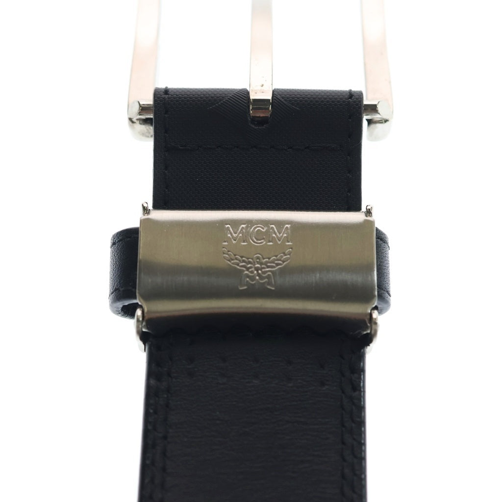 MCM(エム シー エム) スタッズ ロゴ レザー ベルト ブラック