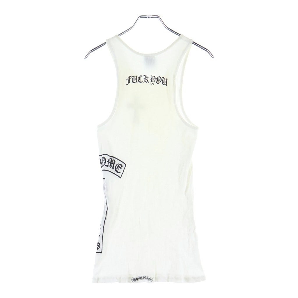 CHROME HEARTS(クロムハーツ) OLD RIB TANK オールド Tバーサイド ロゴプリント リブタンクトップ ホワイト