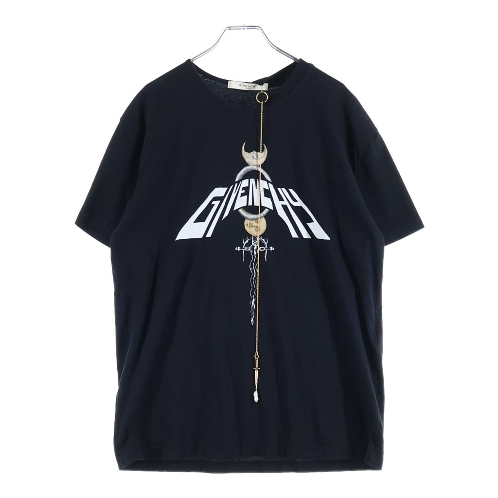 GIVENCHY(ジバンシィ) ネックレスチェーン ロゴ プリント 半袖カットソー Tシャツ ブラック BW706P3Z23