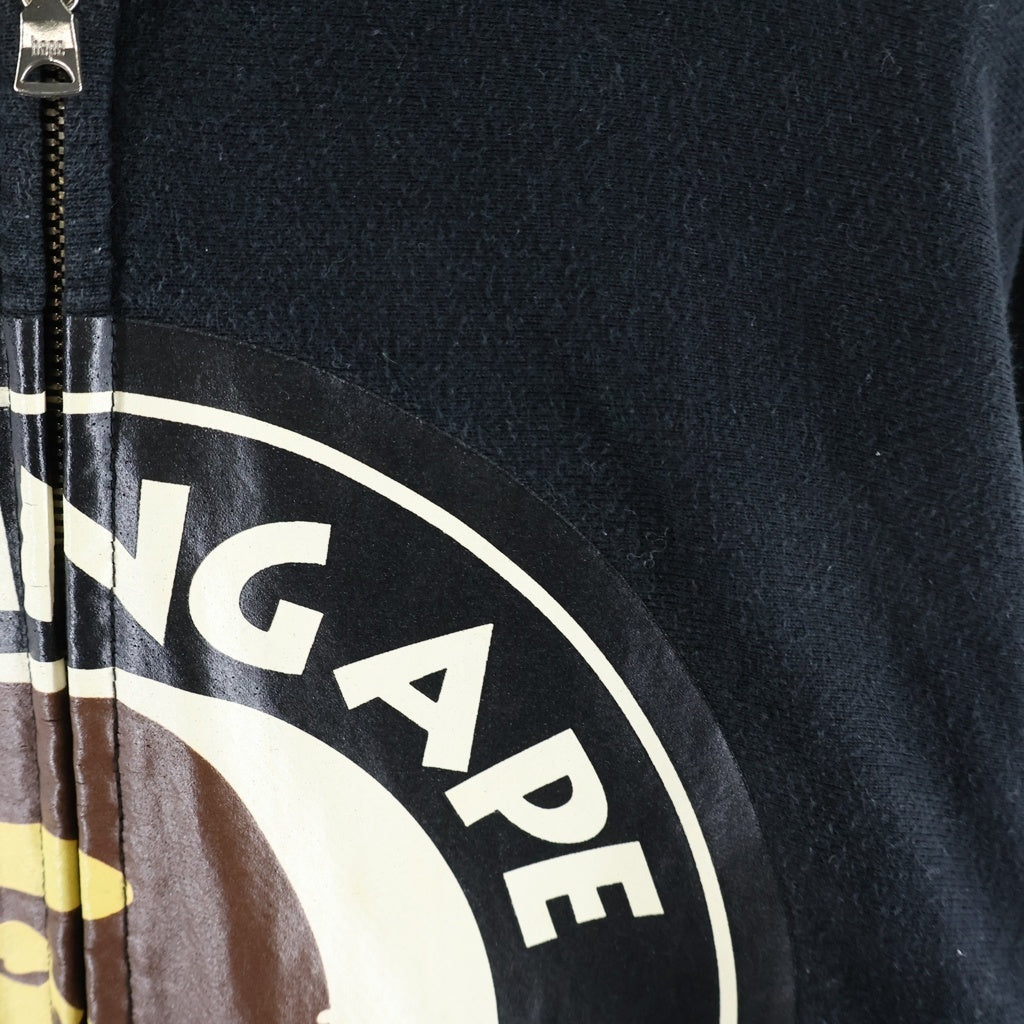 A BATHING APE(アベイシングエイプ) サークル ロゴ プリント フルジップアップ スウェット パーカー ブラック