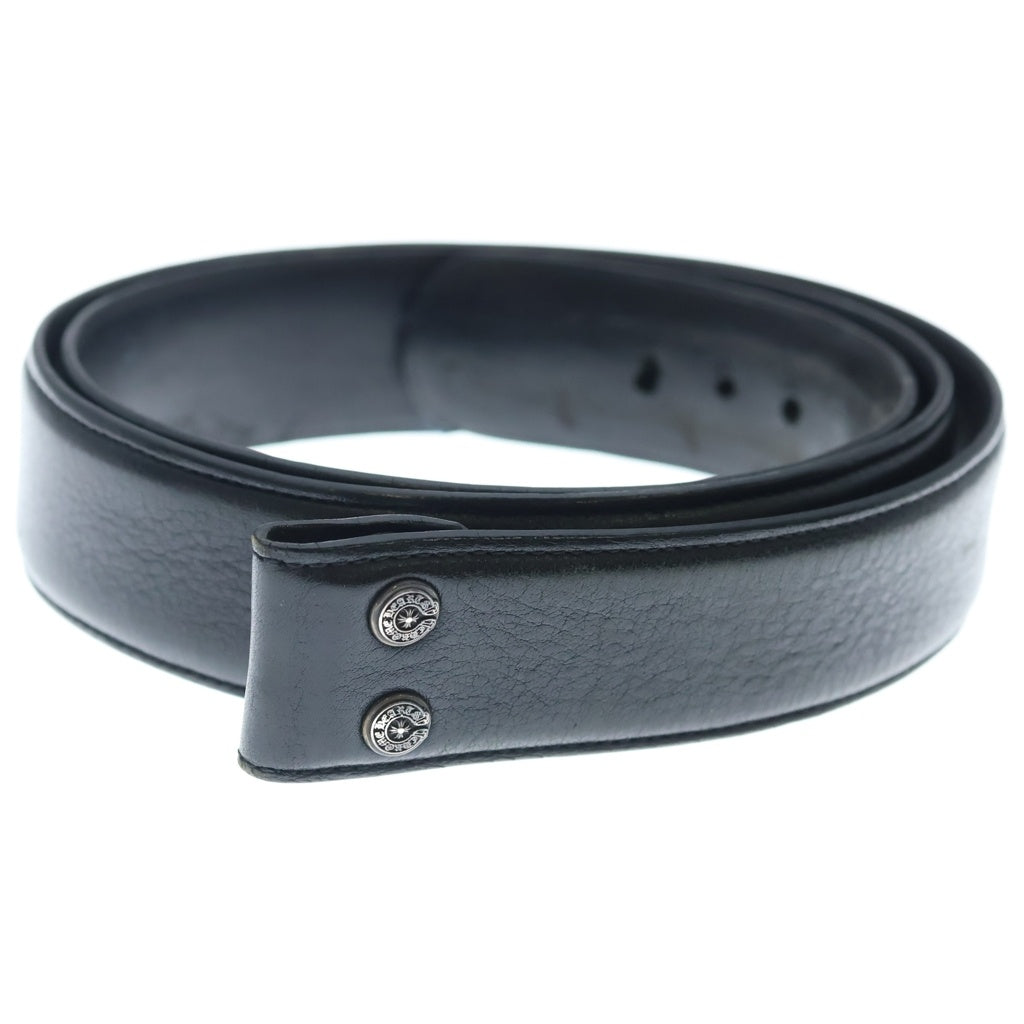 CHROME HEARTS(クロムハーツ) 1.5 STRAP 1.5inchスクロールレーベルリベッツ レザーベルト ブラック