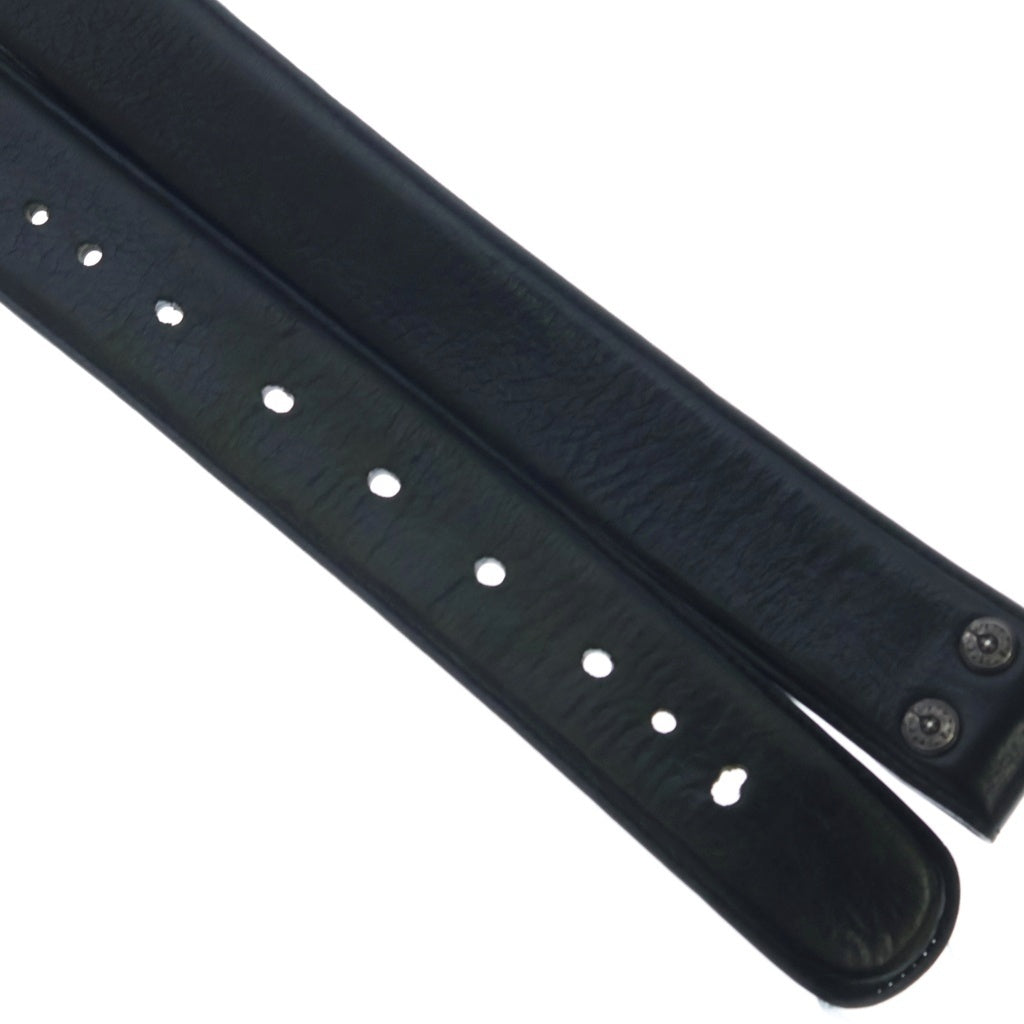 CHROME HEARTS(クロムハーツ) 1.5 STRAP 1.5inchスクロールレーベルリベッツ レザーベルト ブラック