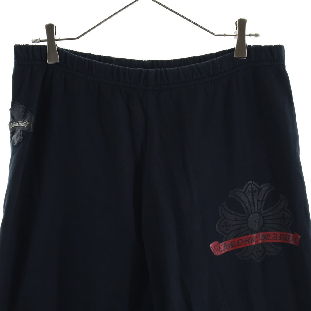 CHROME HEARTS(クロムハーツ) OLD CHプラス レザーパッチ スウェット パンツ ブラック