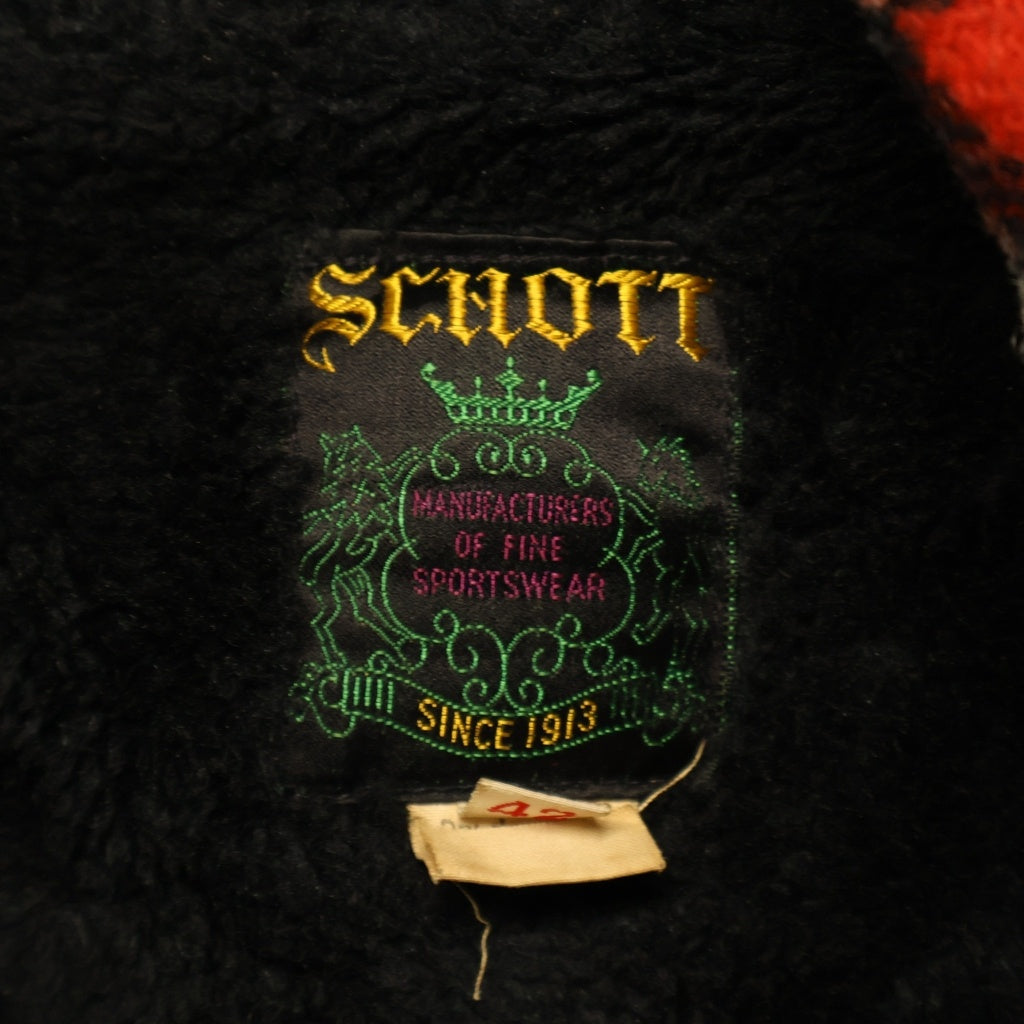 SCHOTT(ショット) タータンチェック柄 ボア裏地 ライダース風 ジャケット レッド/ブラック